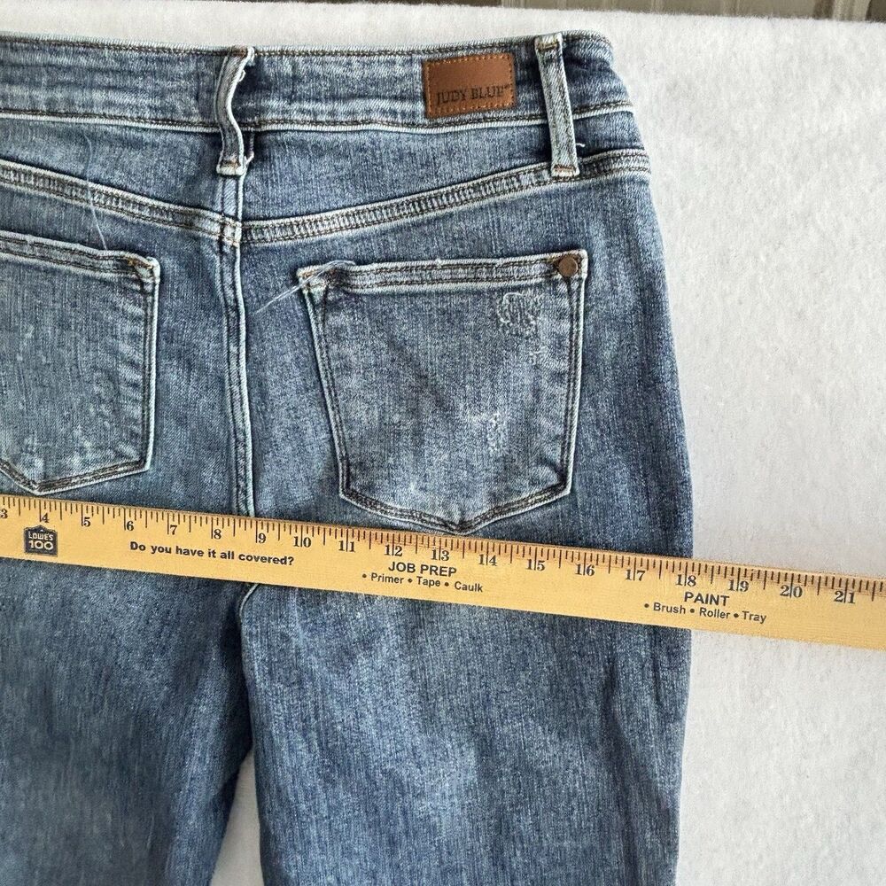 JUDY BLUE Blue Boyfriend Fit Skinny Jeans High Rise Distressed - Picture 7 of 11